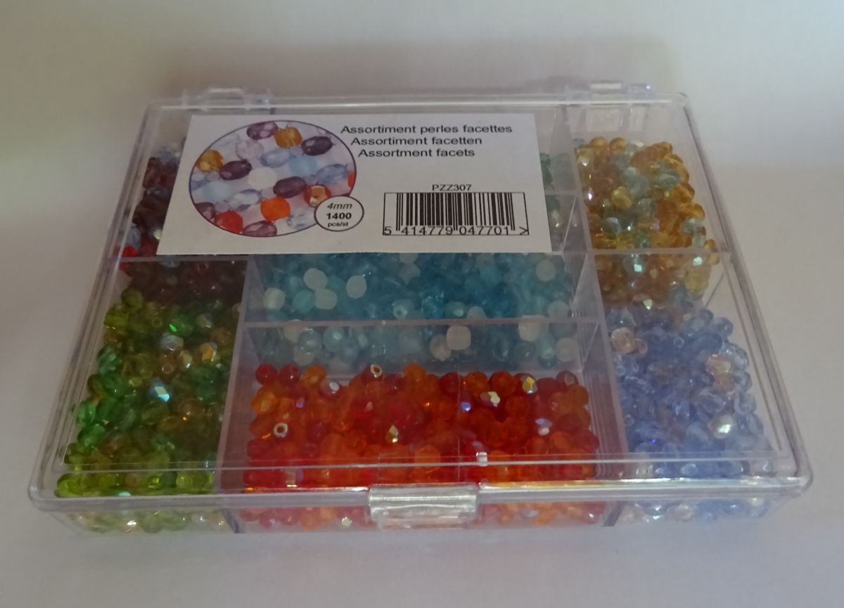 Beads box 1400 Facets mix multicolor