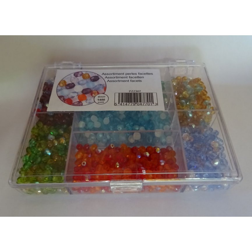 Beads box 1400 Facets mix multicolor