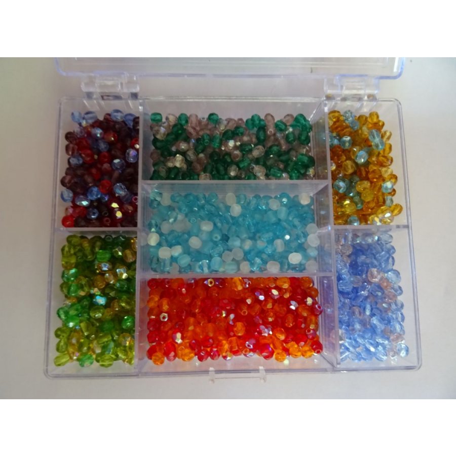 Beads box 1400 Facets mix multicolor