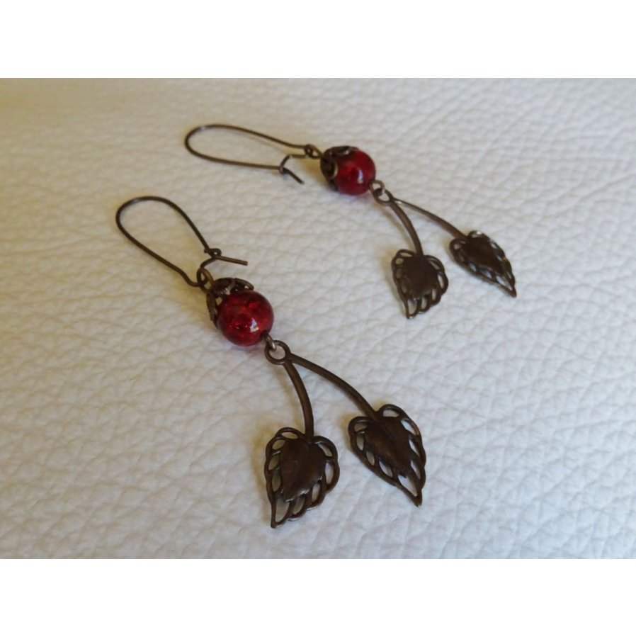 Bohemian brass earrings Cherry