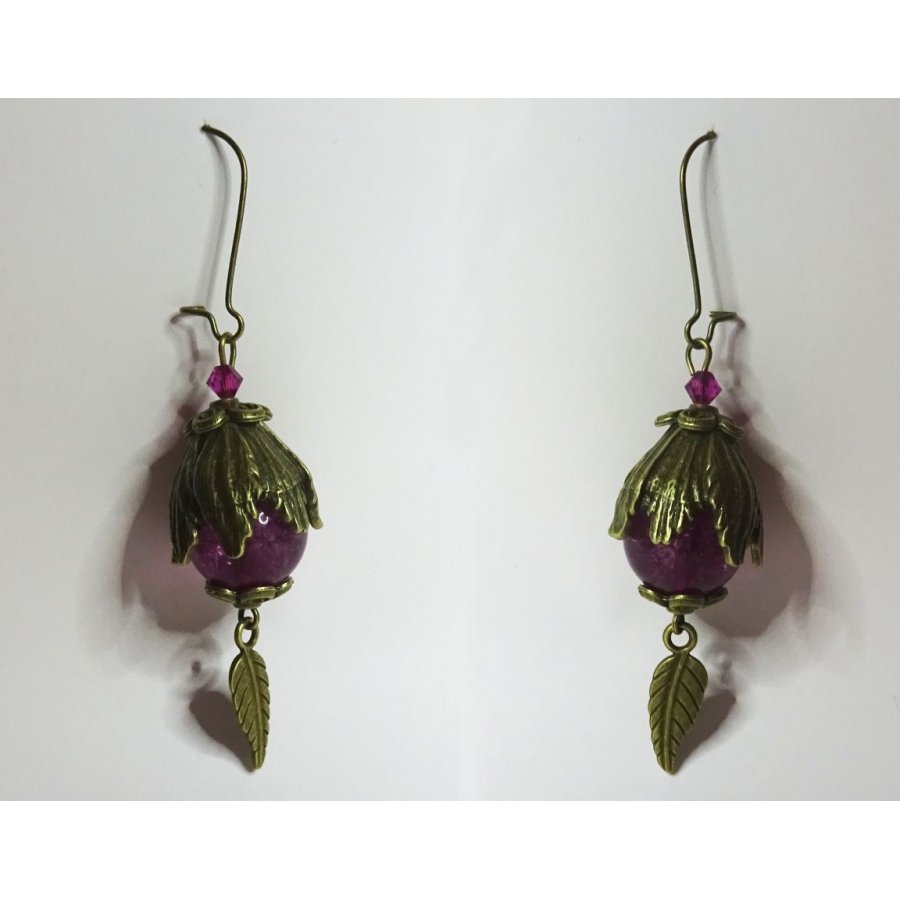 Bohemian Quartz fuchsia earrings