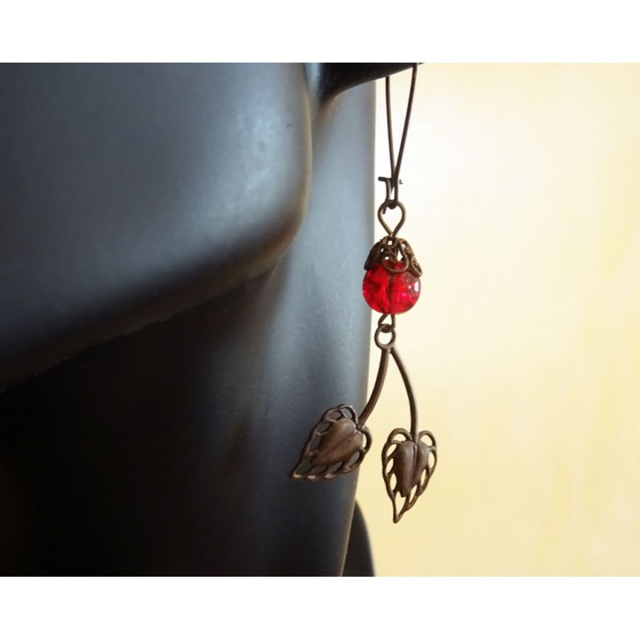 Bohemian brass earrings Cherry