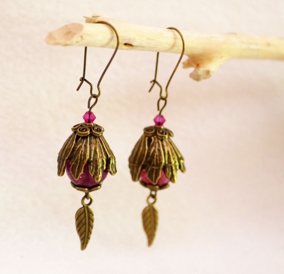 Bohemian Quartz fuchsia earrings