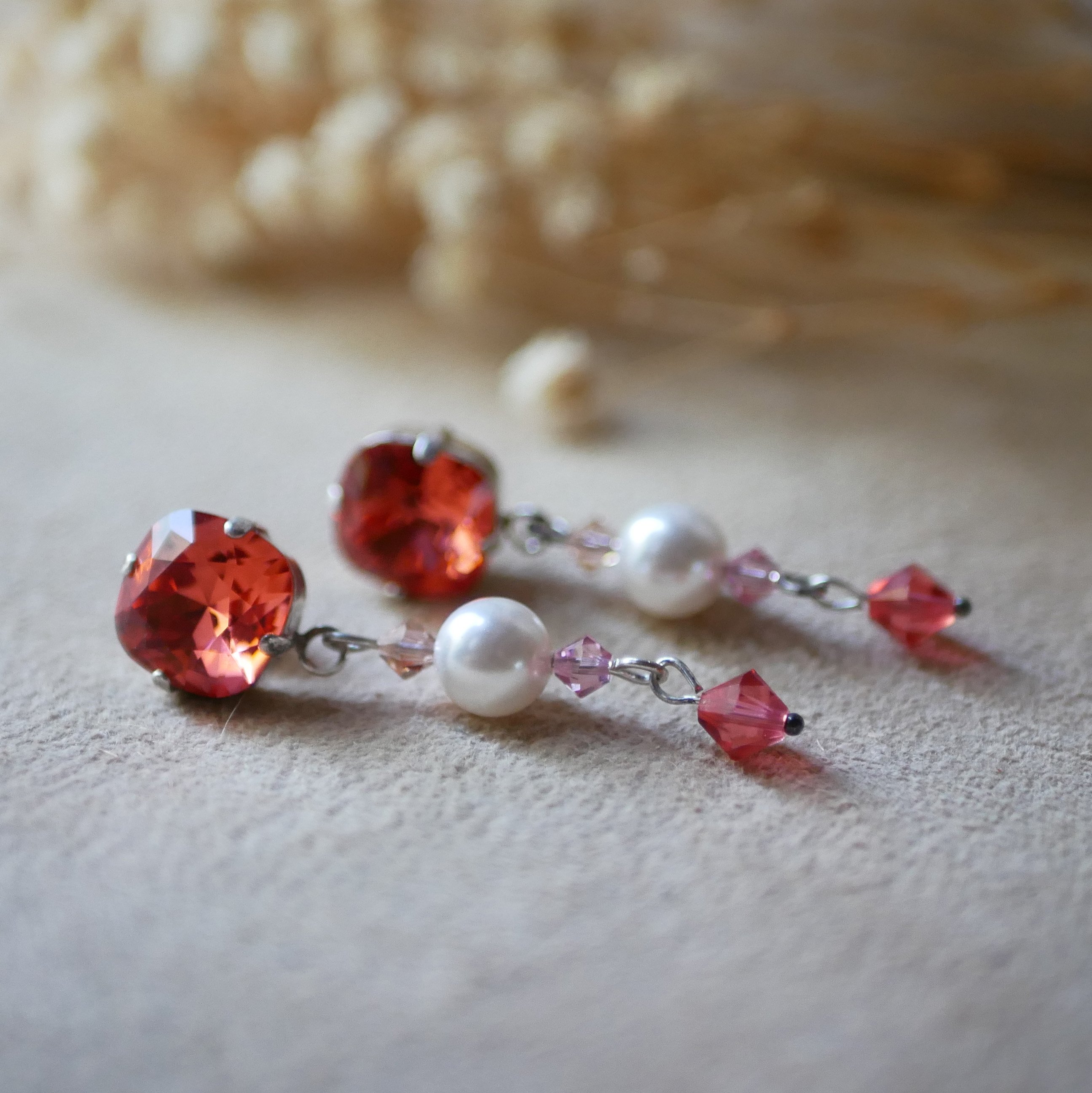 Cabochon Coral earrings