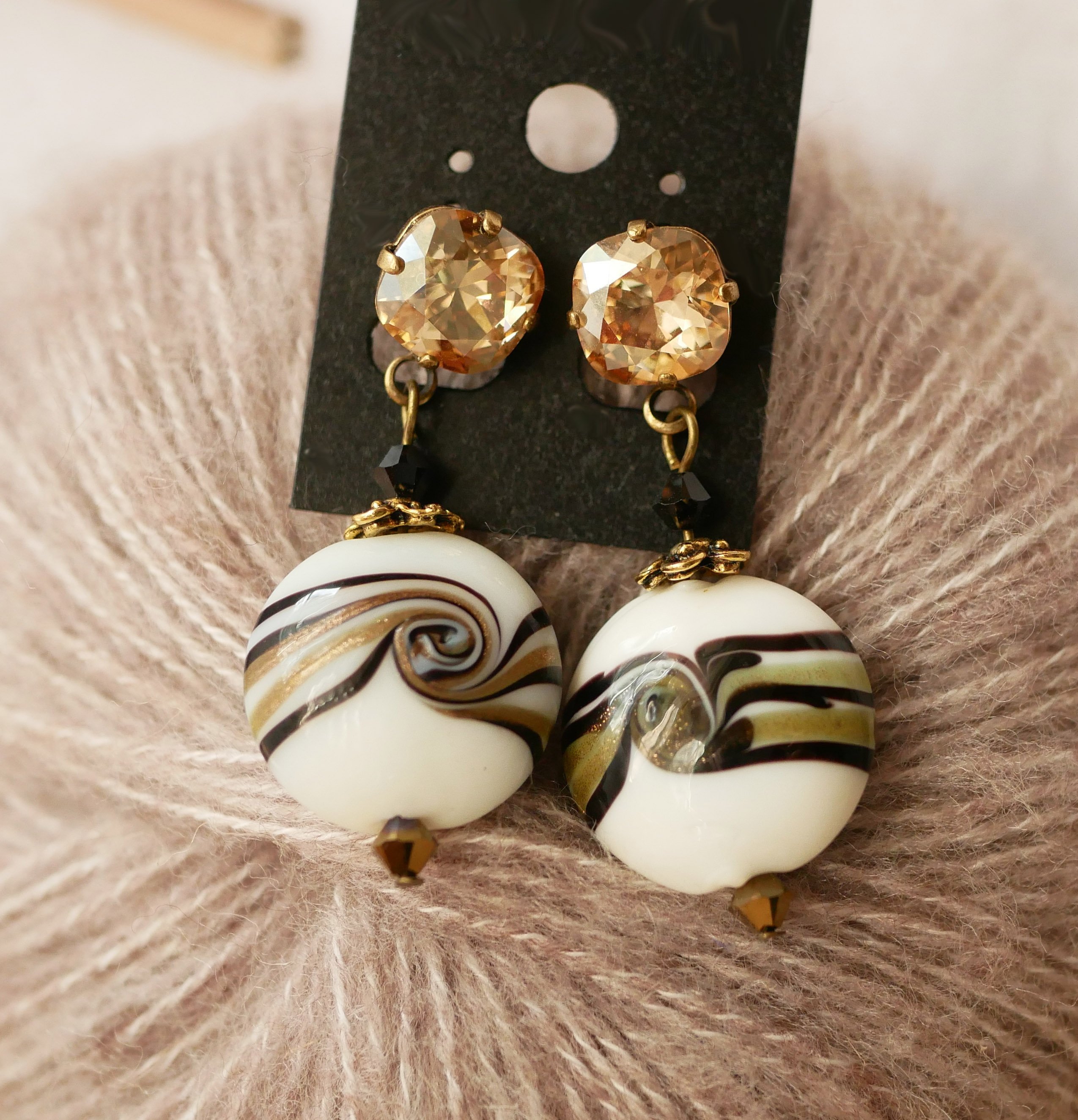 Gold Cabochon Earrings