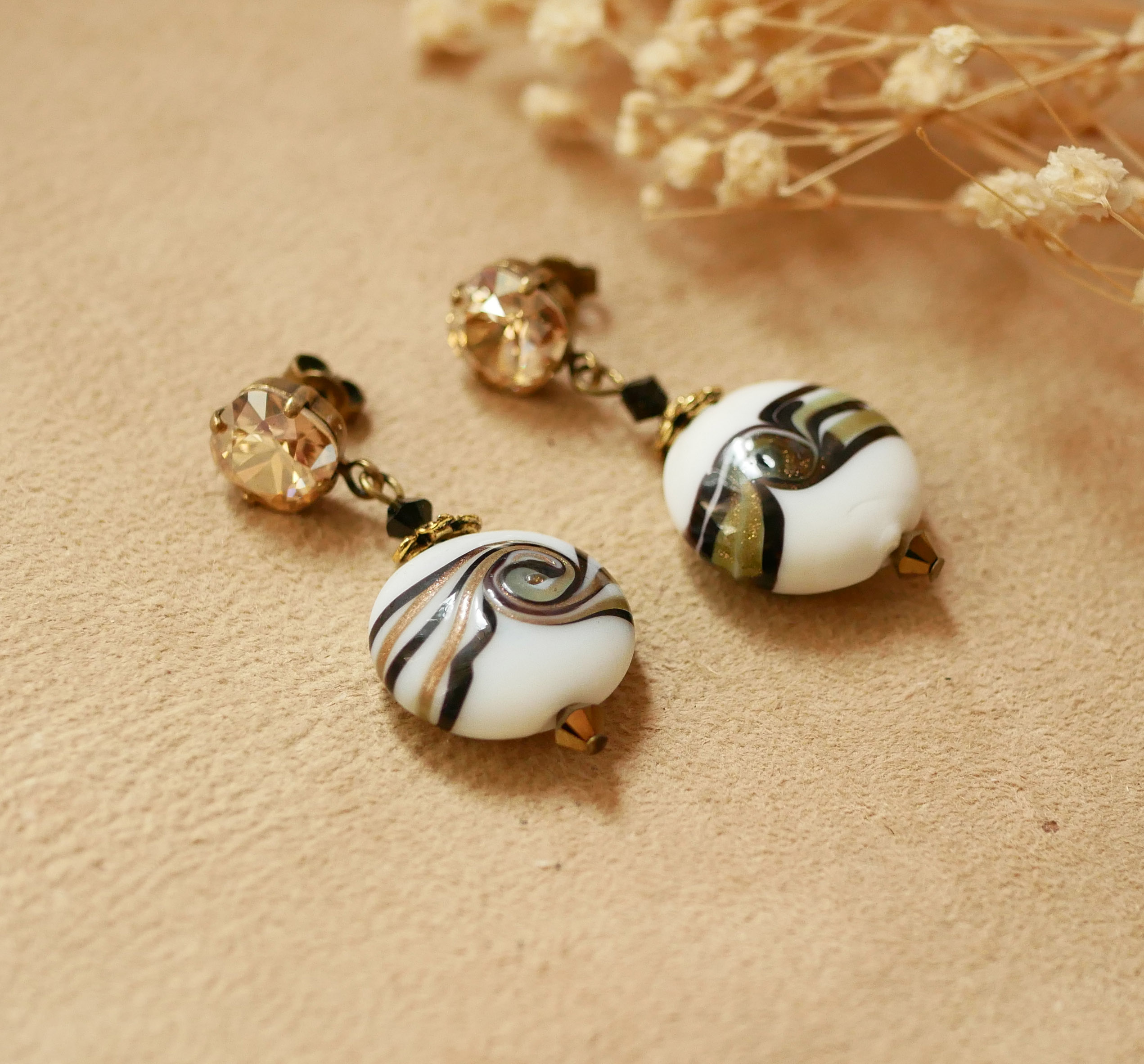 Gold Cabochon Earrings