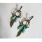 Boucles d'oreilles Créoles Plumes turquoises