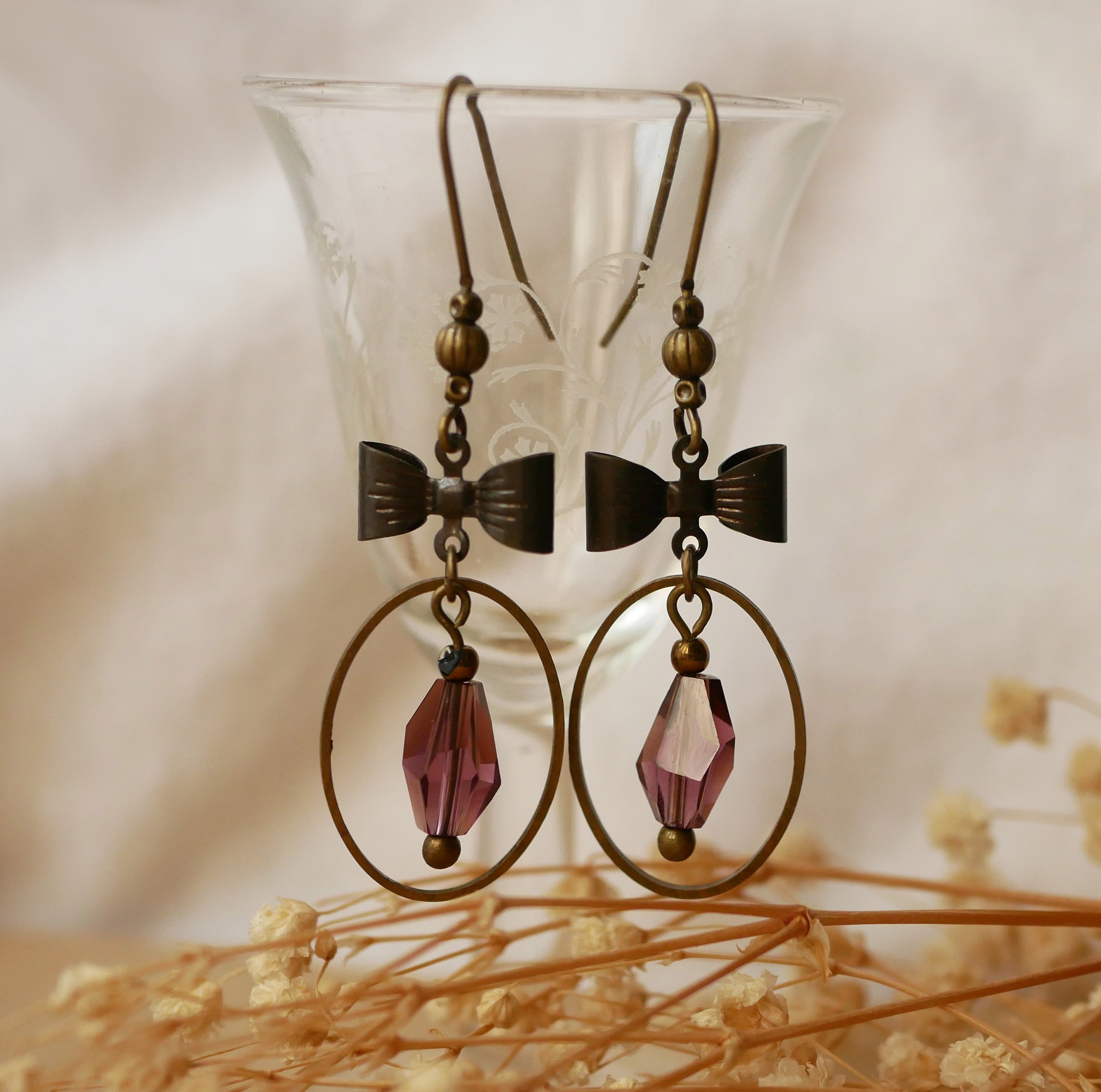 Hippy chic earrings Amethyst