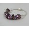 Silver bracelet with purple pearls and rhinestones