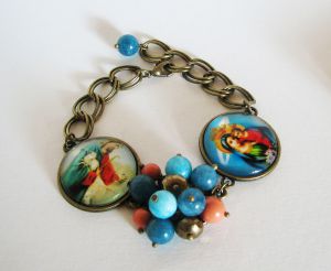 Jesus and Mary cabochons bracelet on chain