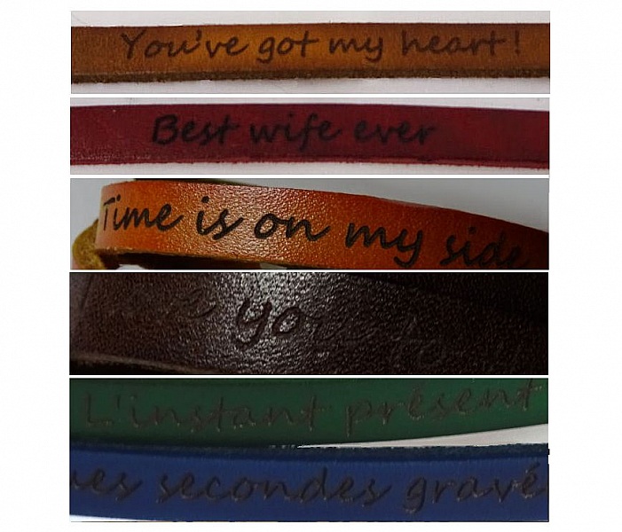 Bracelet cuir grav&eacute; personnalis&eacute; avec pr&eacute;noms