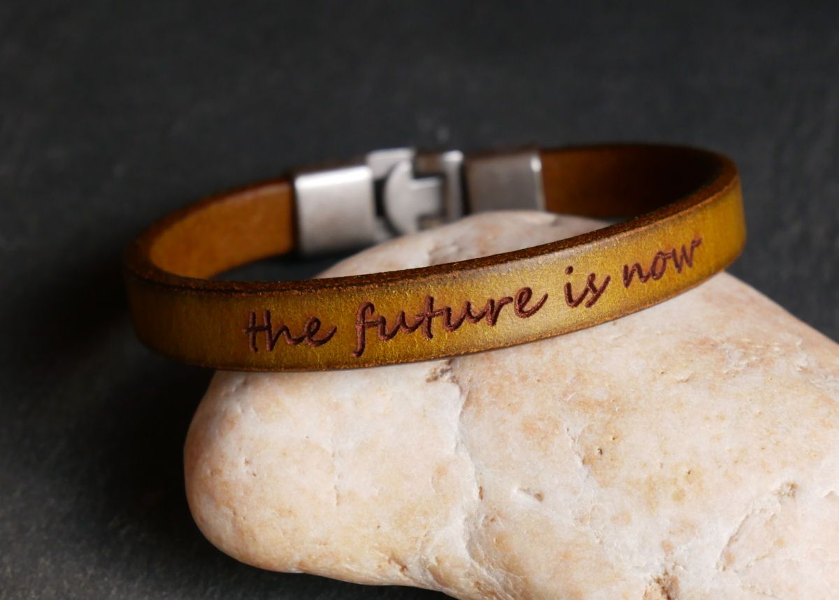 Bracelet cuir Homme &agrave; message &agrave; personnaliser 