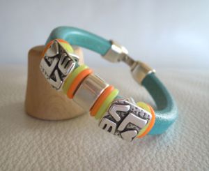 Leather bracelet Regaliz Turquoise Love 