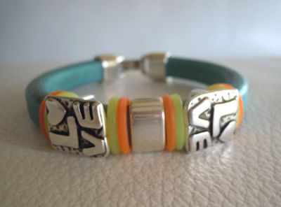 Leather bracelet Regaliz Turquoise Love 