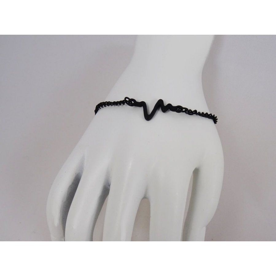 Thin black bracelet design Waves