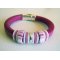 Regaliz leather bracelet and pink beads