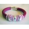 Regaliz leather bracelet and pink beads