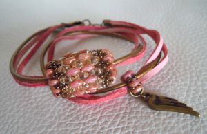 Saipan bracelet double turn pink leather 