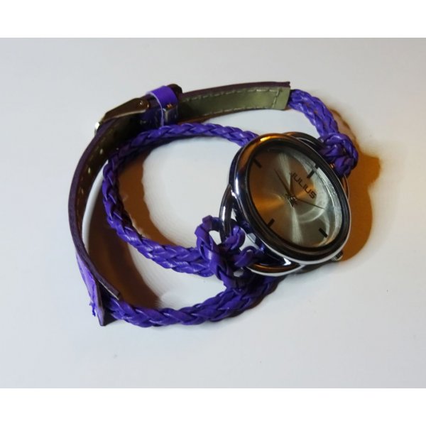 Bracelet montre tress&eacute; Violet