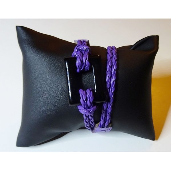 Bracelet montre tress&eacute; Violet