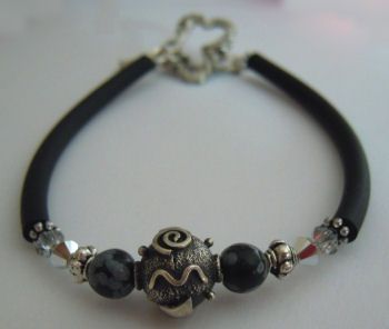 Bracelet Tube Noir perles Bali