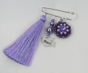 Purple Friendship Brooch with Pompon 