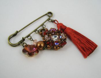 Andros Hyacinth Brooch with Paprika Pompon