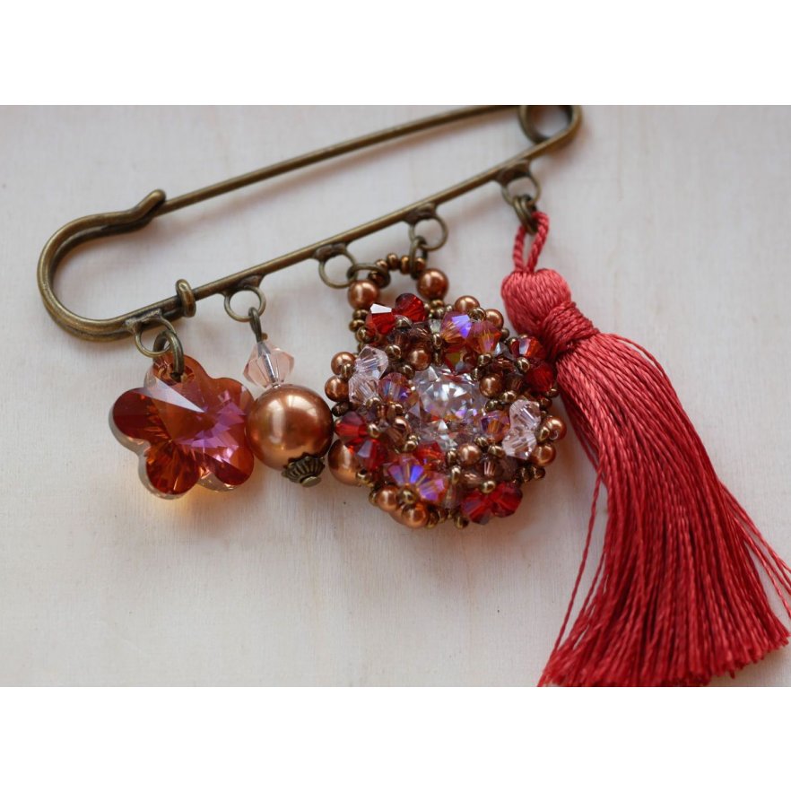 Andros Hyacinth Brooch with Paprika Pompon