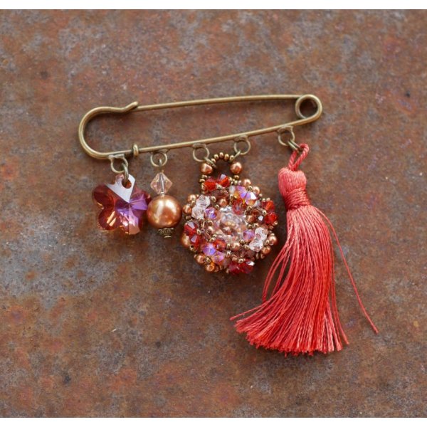Andros Hyacinth Brooch with Paprika Pompon