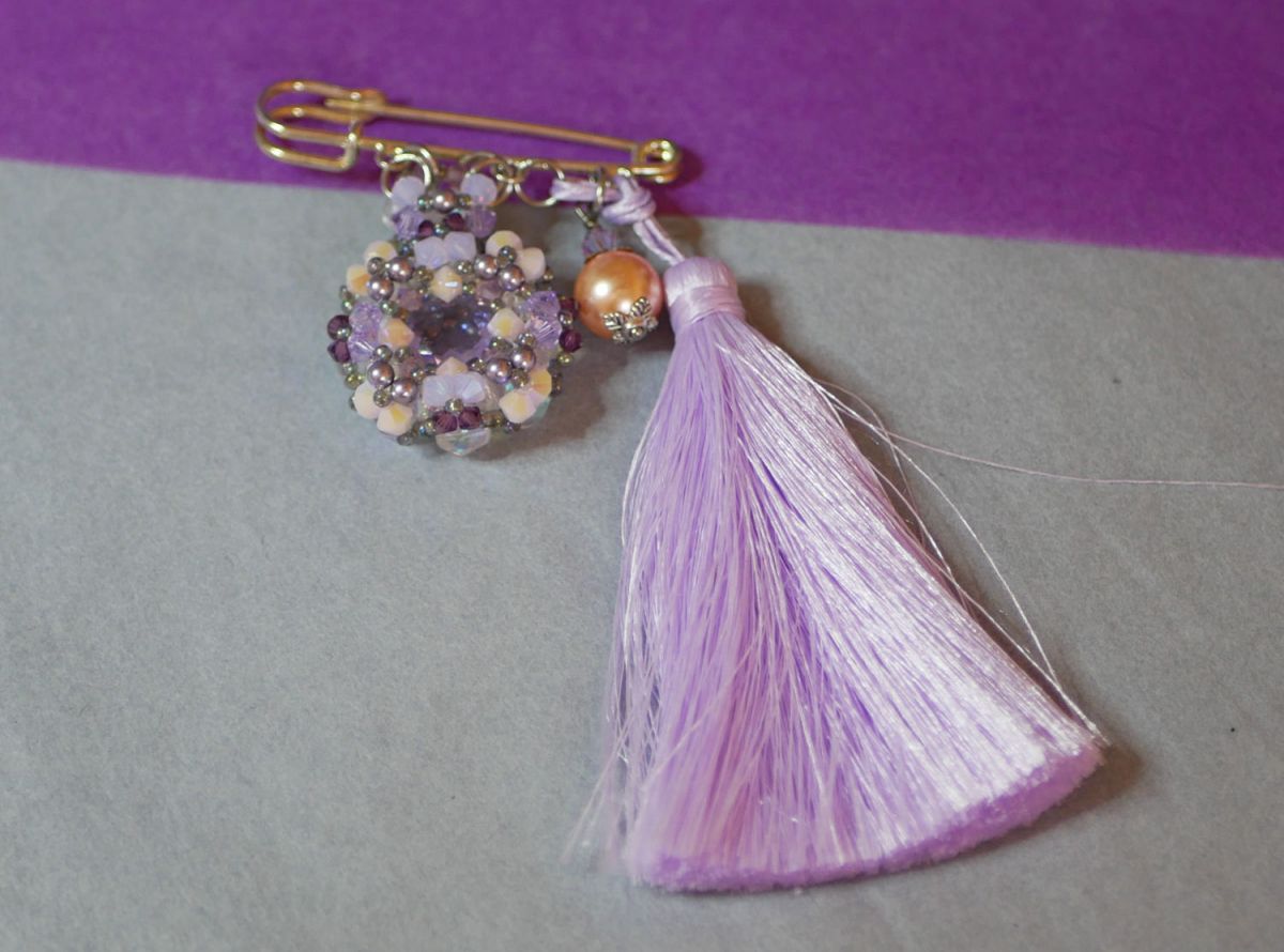 Andros Purple Pompon Brooch