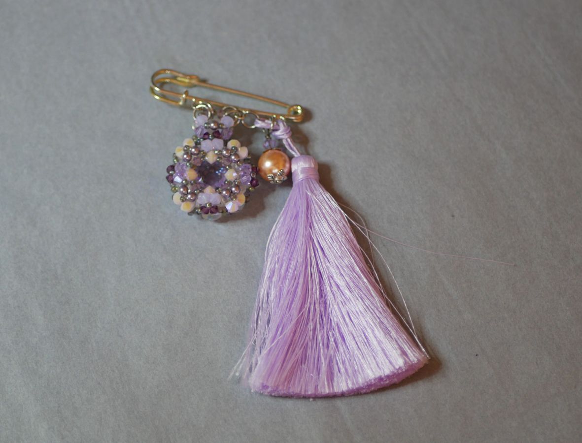 Andros Purple Pompon Brooch