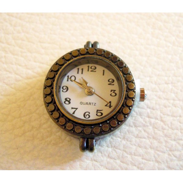 Cadran montre rond bronze et blanc petits passants fixes 