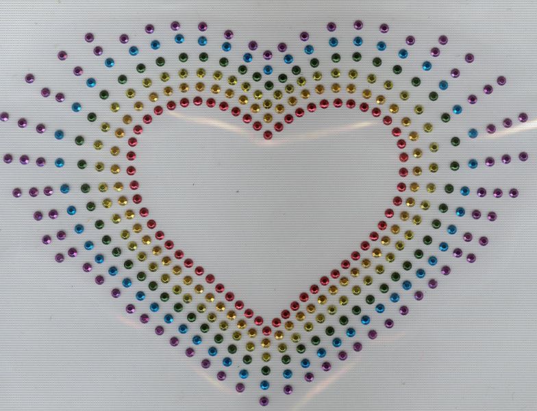 Multicolored rhinestone heart