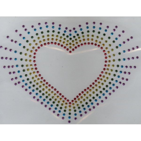 Multicolored rhinestone heart