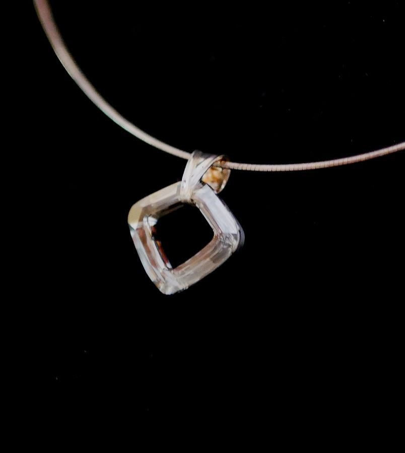 Silver necklace pendant Swarovski Cosmic Square