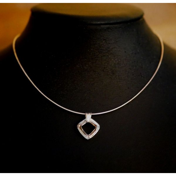 Silver necklace pendant Swarovski Cosmic Square