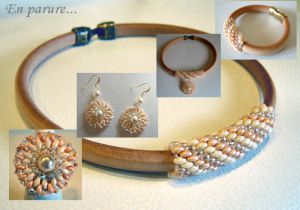 Collier en kit Cuir Regaliz naturel et perles Nude