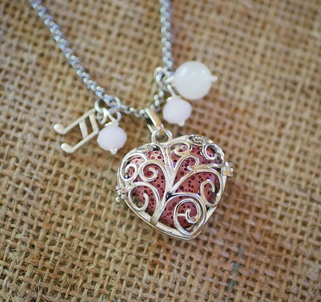 Necklace pendant Heart box with perfume lava stone color choice Valentine's Day gift