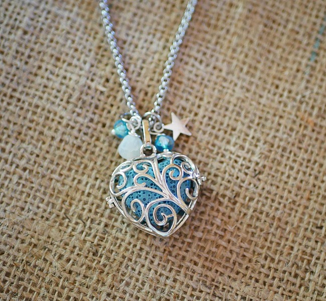 Necklace pendant Heart box with perfume lava stone color choice Valentine's Day gift