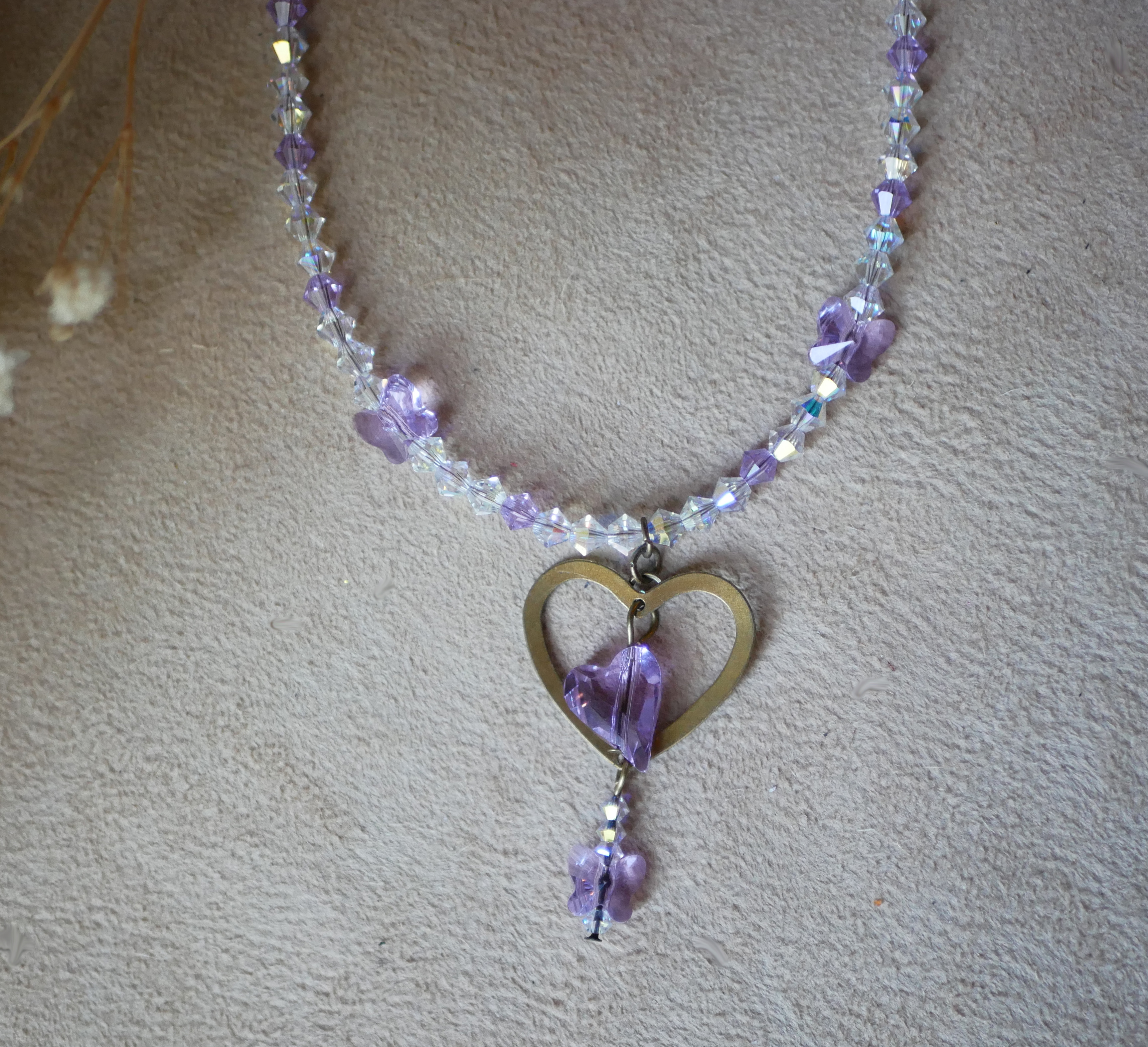 Purple Heart Pendant Necklace 