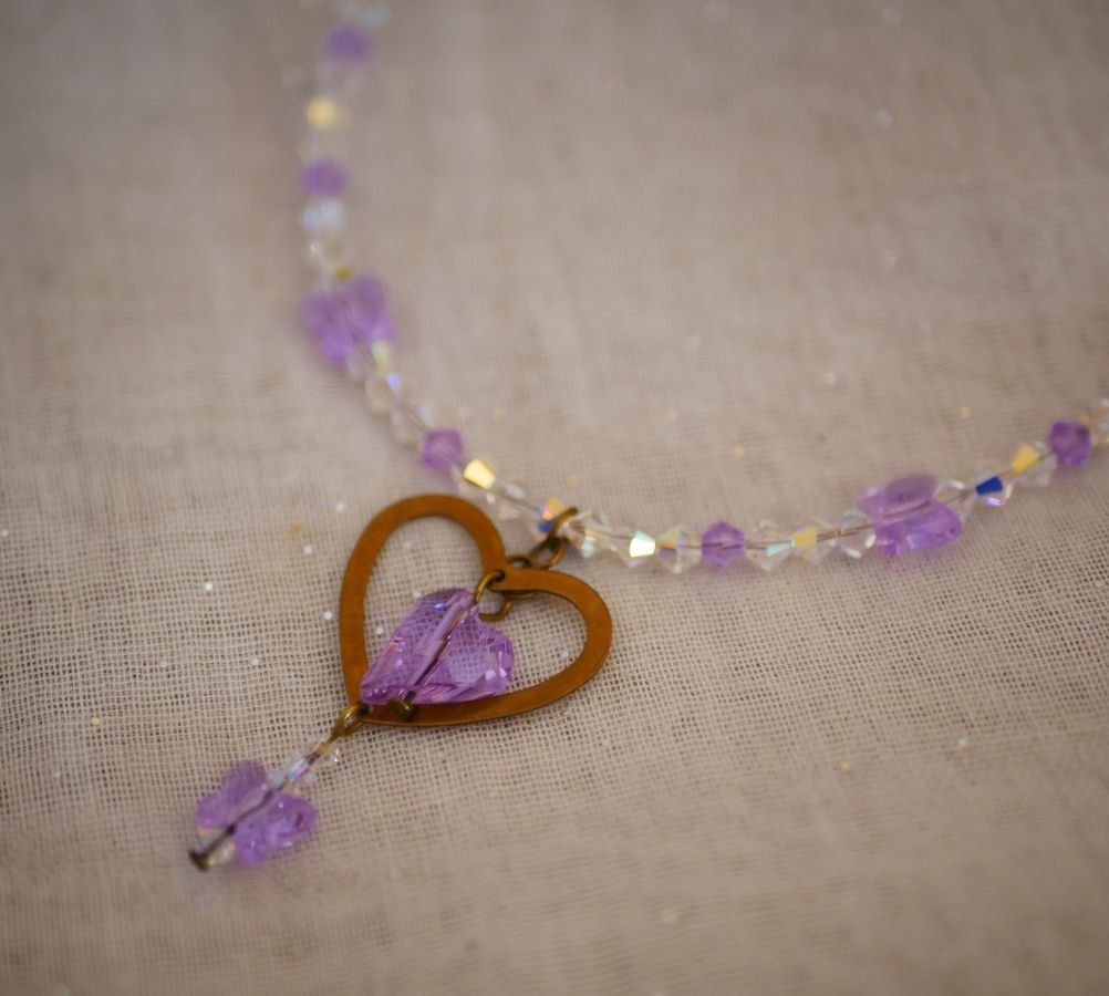 Purple Heart Pendant Necklace 