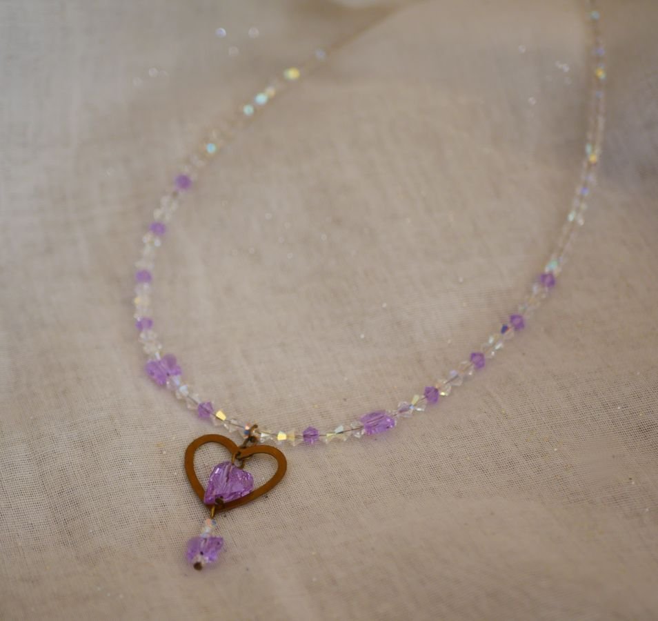 Purple Heart Pendant Necklace 