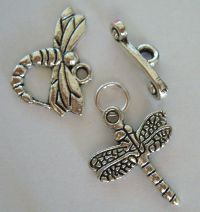 Dragonfly silver T-clasp and charm