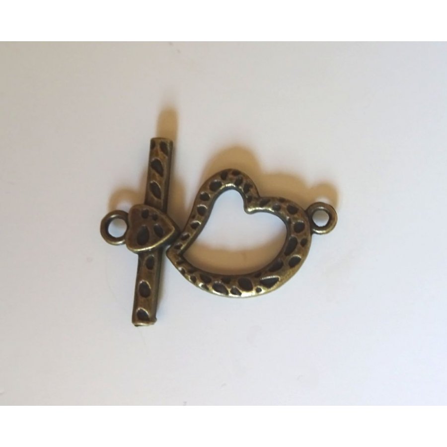 Heart-shaped T-clasp 21 mm Bronze