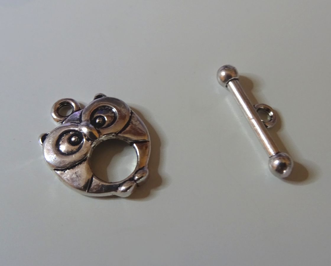 T-shaped clasp with antique silver owl