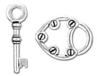 T clasp Lock and key 30 mm silver plated