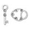 T clasp Lock and key 30 mm silver plated