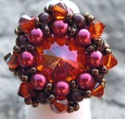 Kit bague Ouvea Paprika cabochon Swarovski rare