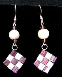 Kit boucles d'oreilles Tila Damier Violet en kit