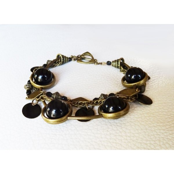 Black &amp; bronze 3 rows bracelet kit